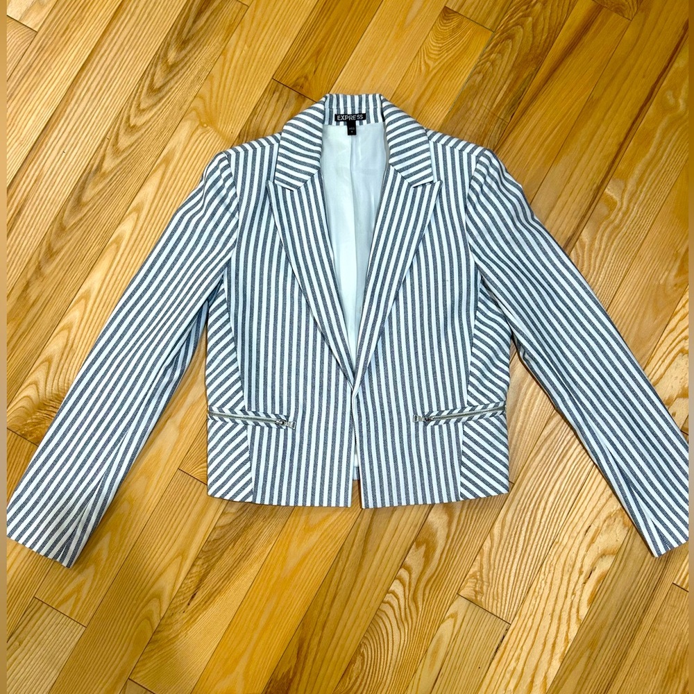 Express Black and White Striped Blazer